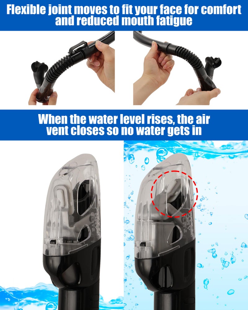 TUSA Sport Adult Visio Tri-Ex Mask, Dry Snorkel, and Fins Travel Set, Black/Metallic Blue, Large, UP-3521QB-MB-L - Image 5